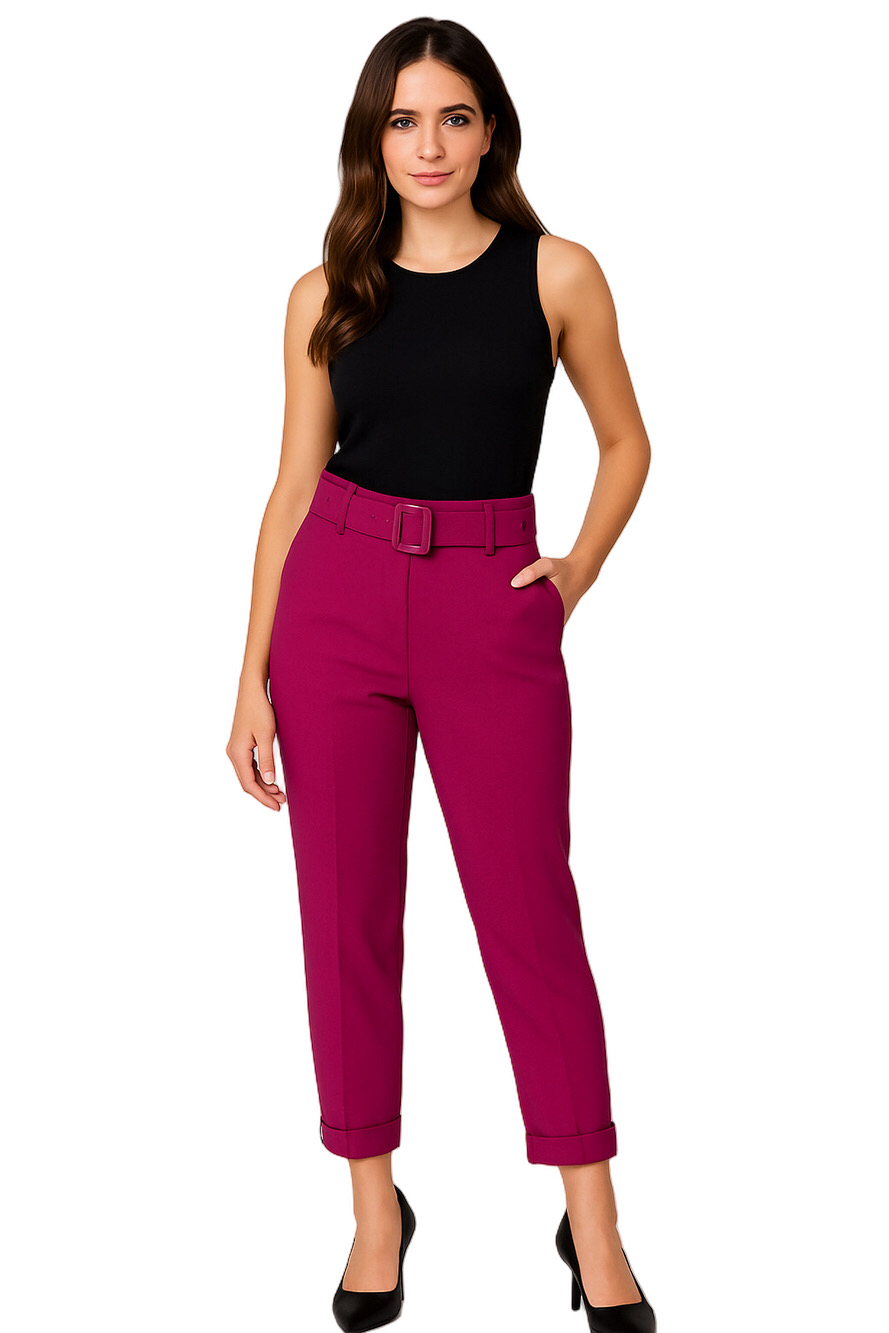 LOFT “The Devin Slim”High-Rise Cropped Pants - Magenta Sz 6